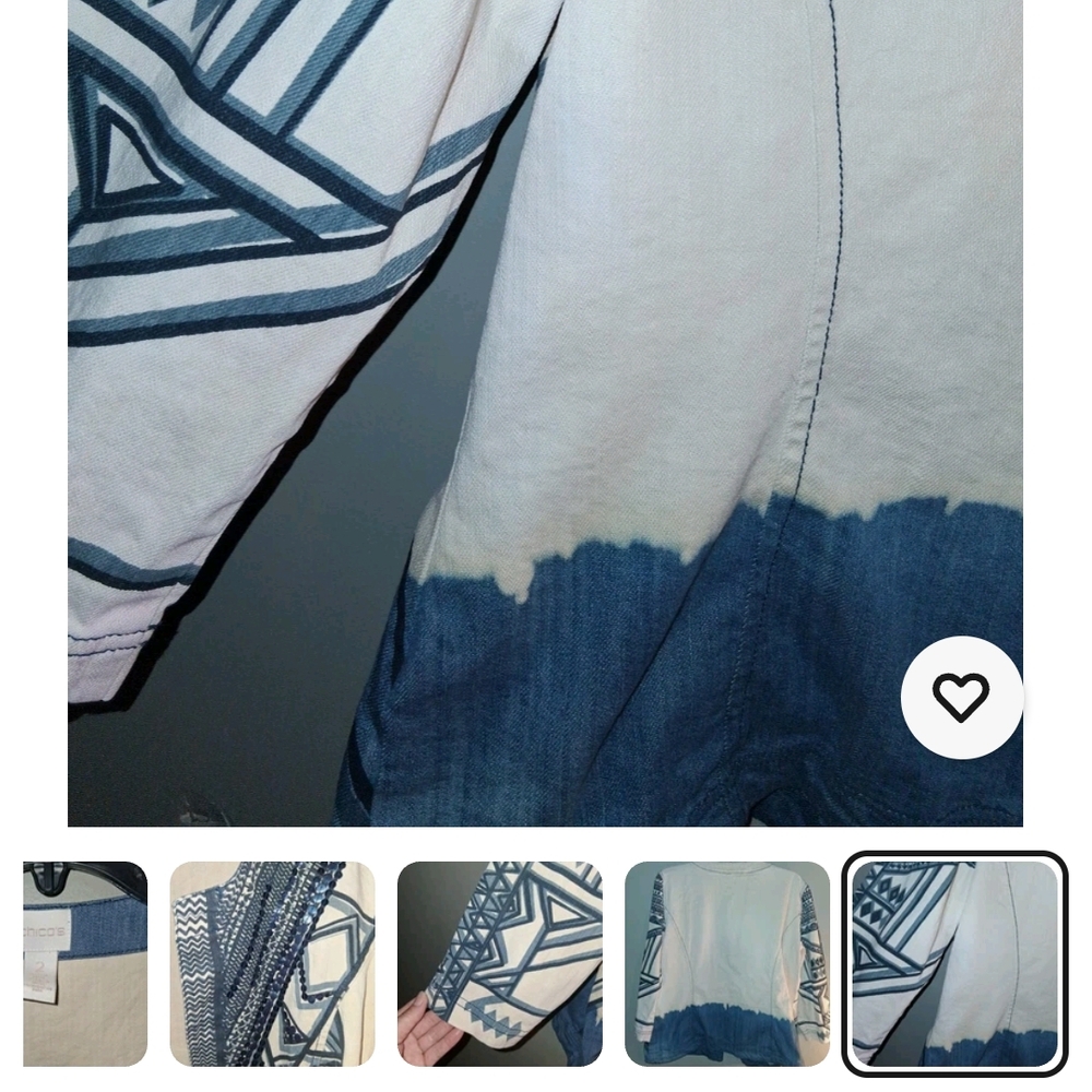 Chico's Blue and White Geometric Jacket